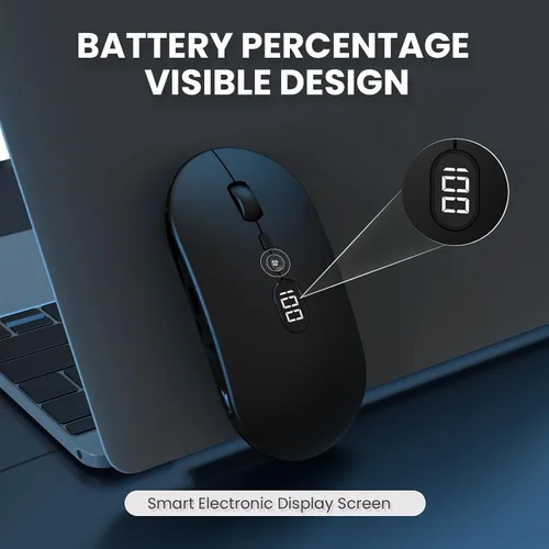 Vista 4 de MAGIC-REFINER X1 - Mouse inalámbrico para computadora portátil con nivel de batería visible, mouse USB ultra delgado portátil de 2.4G, clic