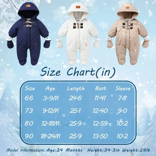 Vista 6 de XIFAMNIY Traje de invierno para bebé, abrigo con capucha para niñas y niños pequeños