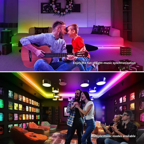 Vista 3 de COB RGB Tiras de Luces Inteligentes IC de 20 pies/6M Certificadas UL 24V Tira de Luz de Flujo de Color Multicolor Cinta de Luces Flexible