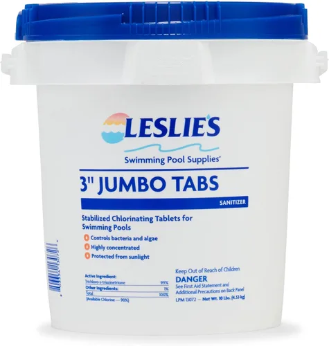 Vista 3 de Leslie's Paquete de cloro y choque para piscinas desinfectantes, incluye cubo de 5 libras de tabletas de cloro estabilizadas de 3 pulgadas y 6