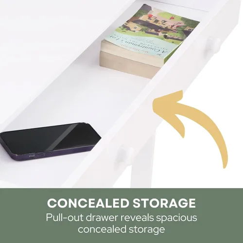 Vista 6 de Convenience Concepts - Mesa auxiliar con 1 cajón, color blanco, colección Oxford