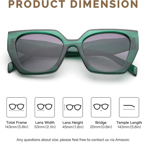 Vista 3 de JOO'RTI Gafas de sol polarizadas de gran tamaño para mujer, diseño de ojo de gato cuadrado grande retro