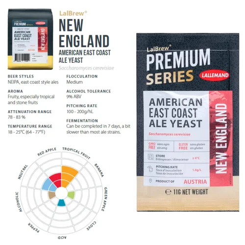 Vista 3 de LalBrew New England Brewing Levadura (1 paquete) - Levadura American Ale - Hacer cerveza en casa - 0.39 oz Sachets - Saccharomyces cerevisiae