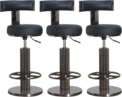 Vista 29 de FUNROLUX Gold Bar Stools, Adjustable Swivel Counter Height Barstools Black Negro