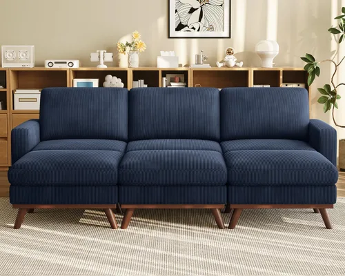 Vista 51 de Vesgantti Sofá modular en forma de U de 119 pulgadas, sofá modular de pana con asiento profundo y soporte de resortes, sofá convertible con 2 Beige