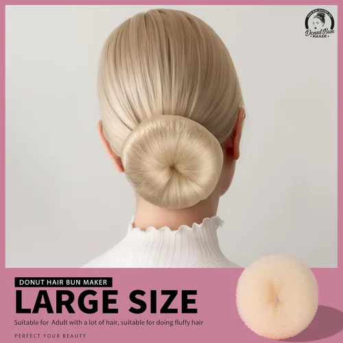 Vista 2 de Teenitor 4 piezas para hacer moños de pelo en forma de dona (extra grande, grande, mediano, pequeño) con horquillas para el cabello, 20