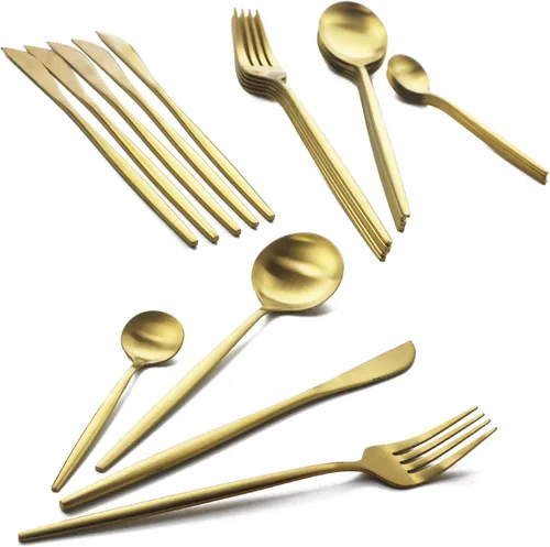 Vista 16 de JASHII Juego de cubiertos de acero inoxidable de 24 piezas, juego de cubiertos de servicio para 6, utensilios para cocina, aptos para lavavajillas