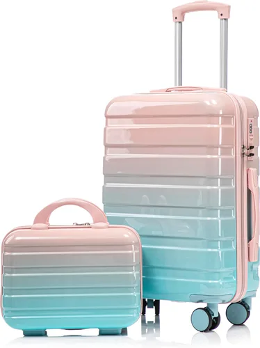 Vista 55 de Merax 3 piezas expandible ABS Hardshell equipaje Sets Spinner Wheel Maleta TSA Lock Suit Case, Apertura frontal negra, Juego de 2 piezas, Maleta