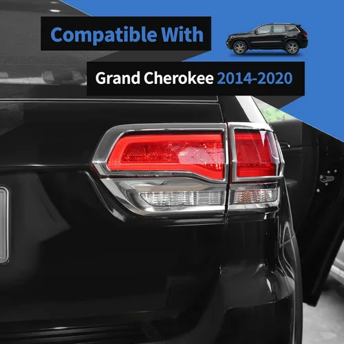 Vista 3 de Voodonala Cubierta de lámpara trasera cromada para Grand Cherokee para Jeep Grand Cherokee 2014-2021 (cromado, 4 piezas/juego)