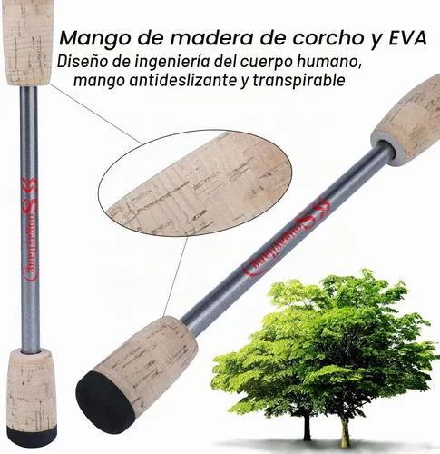 Vista 5 de Sougayilang Cañas de pescar flexibles, cañas giratorias y cañas de fundición, cañas de trucha ligeras, 2 piezas, mango de corcho, pesca de cangrejo