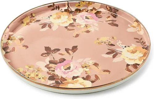 Vista 8 de MACKENZIE-CHILDS - Bandeja redonda esmaltada, color marrón rosa salvaje Rosa salvaje marrón