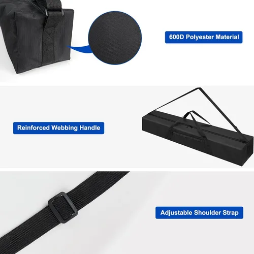 Vista 4 de Funda de transporte para trípode, bolsa de trípode Oxford 600D de 30 pulgadas con correas para el hombro y asas duales, cremalleras completas