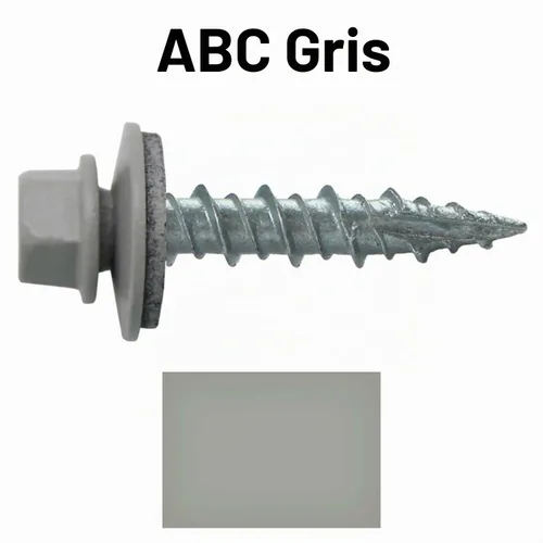 Vista 3 de Tornillos para techos de metal gris ABC 10 x 1 - Cabezal hexagonal - Arandela EPDM - Arandela de arranque automático/roscado - 1 bolsa - 250