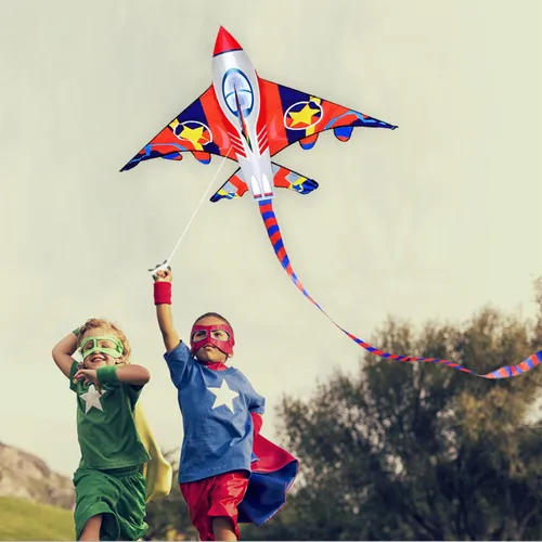 Vista 2 de HONBO 58" Fighter Plane - Kite for Kids & Adults, Easy to Fly, Beach Trip Beginner Kite with Reel and 200ft String