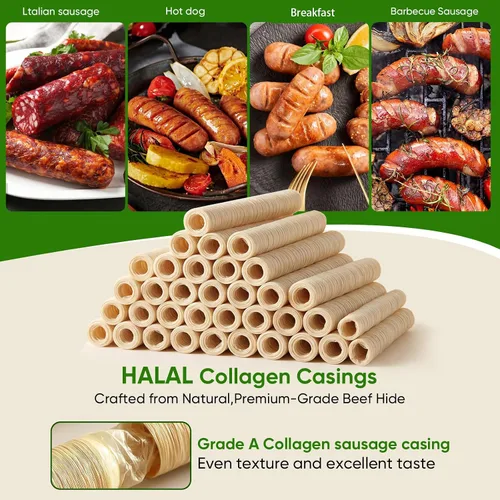 Vista 3 de FAIRSKY HALAL - Cubiertas de salchichas de colágeno de grado A, cubierta de secado comestible de 49.2 ft/49 pies de longitud más larga, 0.748 in