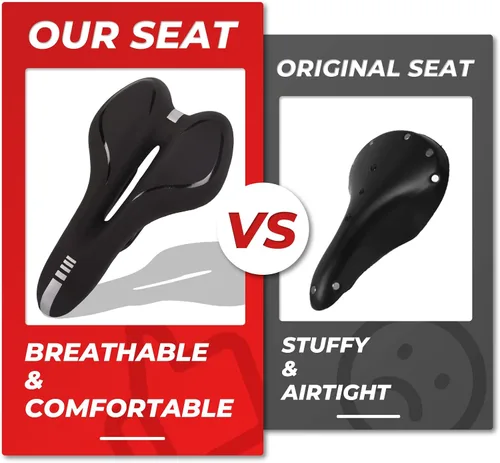 Vista 4 de Cómodo cojín de asiento de bicicleta acolchado ancho para ejercicio y bicicleta de carretera, cómodo cojín de asiento de bicicleta para hombres
