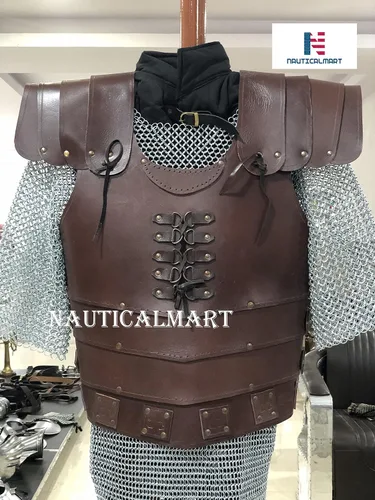 Vista 3 de Nautical-Mart El Caballero Medieval Genuino 0.157 in Chaleco Armadura LARP Armadura Armadura Medieval Armadura Armadura Medieval Chaqueta de cuero