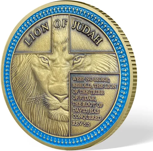 Vista 3 de AtSKnSK Moneda de desafío León de Judá Sé fuerte y valiente