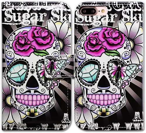 Vista 12 de Bcov Bfun - Funda para iPhone 8 Plus, funda para iPhone 7 Plus, diseño de cachemira brillante con ranura para tarjetas, funda de cuero para iPhone 7
