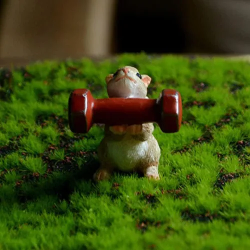Vista 5 de WAYUTO Bonita figura de animal de resina, figura de cerdo de fitness, estatua de jardín, encantador, cerdito, miniatura, juguetes, casa de muñecas