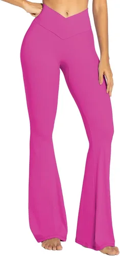 Vista 36 de Sunzel - Leggings acampanados para mujer, con control de abdomen, cintura cruzada y pierna ancha