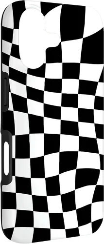 Vista 3 de Funda clásica a cuadros para iPhone 17, diseño ondulado de tablero de ajedrez en blanco y negro
