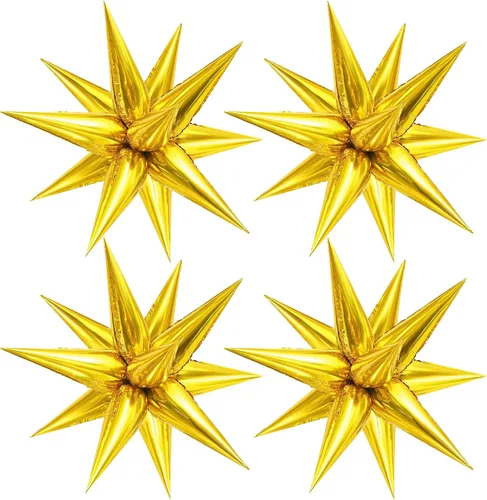 Vista 13 de Globos metálicos de papel de aluminio con forma de cono de estrella en explosión, azul, extragrandes, 26 pulgadas, para decoración de fiestas 2022