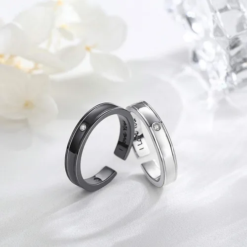Vista 6 de OHAYOO 925 Sterling Silver Couple Rings I Love You Promise Rings Open Rings Adjustable Engagement Wedding Band Sets Jewelry for Men Women