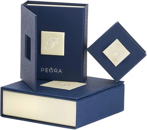 Vista 4 de Peora Anillo solitario con halo de topacio azul Londres para mujer, plata de ley 925, piedra natal de piedras preciosas naturales, corte cojín
