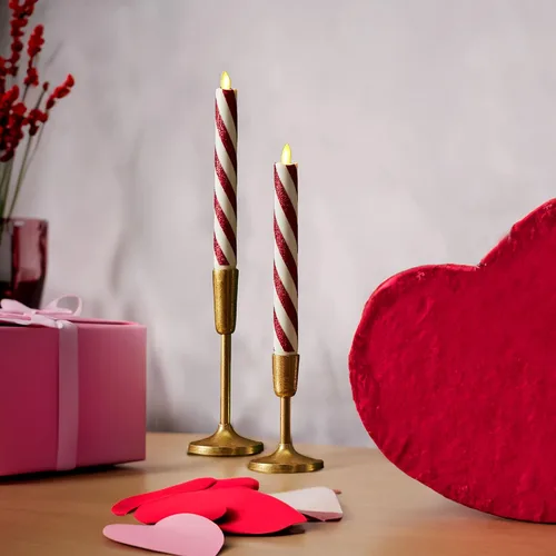 Vista 6 de Luminara Velas cónicas de color marfil parpadeantes sin llama, llama de luz LED cálida, 2 pilas AA, decoración para centros de mesa de comedor