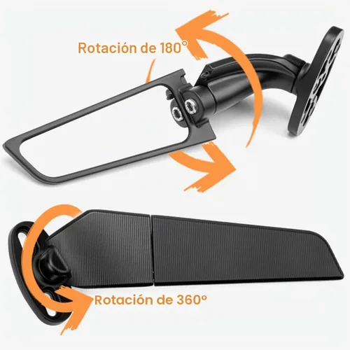 Vista 4 de Espejos de motocicleta de carreras, ala aerodinámica modificada, espejos laterales giratorios ajustables con amplio ángulo de visión para Honda