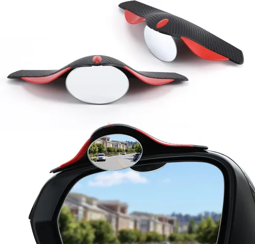 Vista 17 de LivTee Espejo de punto ciego para vehículo, con forma de ventilador asimétrico, vidrio HD sin marco, espejo retrovisor convexo con gran ángulo En
