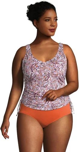Vista 5 de Lands End Traje de baño tankini con cuello en V ajustable resistente al cloro para mujer tirantes ajustables