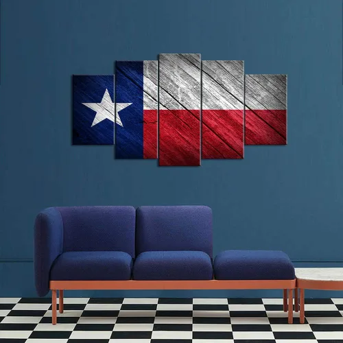 Vista 4 de Impresiones en lienzo grandes de 5 paneles con bandera del estado de Texas