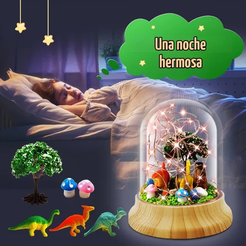 Vista 4 de Crea tu propia luz nocturna, kits de bricolaje de dinosaurio para niñas, luces nocturnas mágicas creativas USB Edición de mejora, juguetes