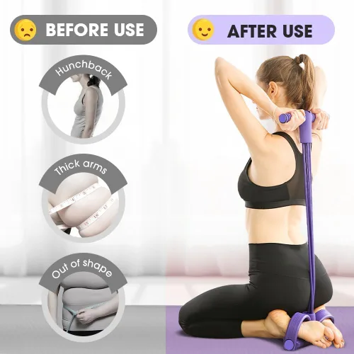 Vista 4 de Bandas elásticas multifuncionales de resistencia de yoga de 6 tubos para estiramiento de cintura, brazo y pierna, ayuda de entrenamiento asequible