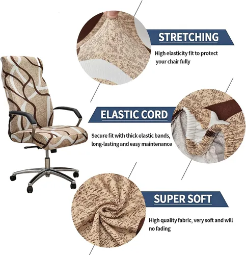Vista 2 de Funda elástica para silla de oficina con cremallera, funda impresa para silla de computadora para silla con reposabrazos, universal, extraíble