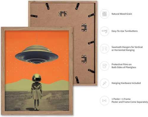 Vista 2 de Poster Master Póster OVNI – Impresión de mujer enmascarada – Arte extraterrestre – Arte surrealista – Arte de ciencia ficción – Regalo para hombres