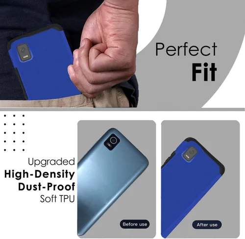 Vista 6 de TJS Compatible con Cricket Debut Smart 2022 Funda de teléfono (azul)