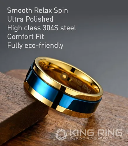 Vista 3 de King Ring Anillos giratorios ultra pulidos de 0.315 in Anillos de acero inoxidable planos brillantes de alta calidad para hombres y mujeres