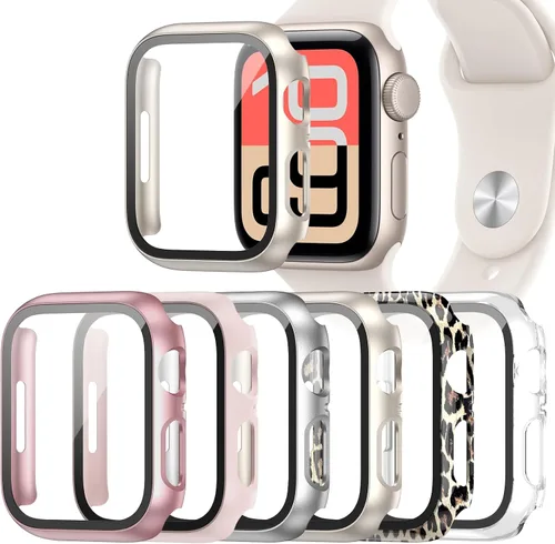 Vista 17 de Paquete de 6 fundas para Apple Watch SE 3 (2025)/SE 2/SE/Series 6/5/4 de 40 mm con protector de pantalla de vidrio templado, funda protectora