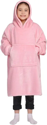 Vista 44 de Waitu - Sudadera tipo manta, para regalar a hombre o mujer, muy cálida y acogedora, gigantesca, con capucha, de gruesa franela, con mangas y un Negro