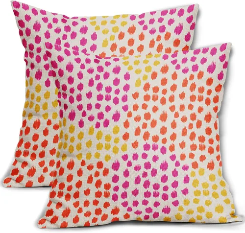 Vista 9 de Sweetshow Juego de 2 fundas de almohada de 16 x 16 pulgadas, diseño bohemio, con diseño de lunares, moderno y moderno, para exteriores, decorativas