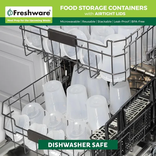 Vista 6 de Freshware Contenedores de almacenamiento de alimentos con tapas [60 unidades de 8, 16, 32 onzas, 20 juegos de cada tamaño] Contenedores de plástico