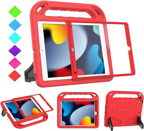 Vista 11 de BMOUO Funda para niños para iPad de 9ª/8ª/7ª generación (2021/2020/2019), con protector de pantalla integrado, soporte con mango a prueba de golpes