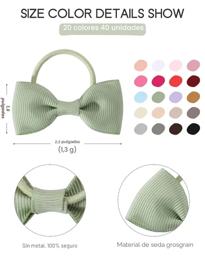 Vista 2 de 40 lazos para el pelo de 2 pulgadas para bebés y niñas, mini boutique, cinta elástica para el cabello, accesorios para niños pequeños
