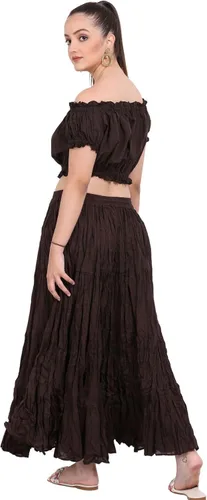 Vista 7 de Wevez Falda de algodón para mujer de danza del vientre de 12 yardas (café)