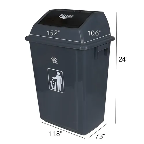 Vista 2 de Paquete de 4 cubos de basura de plástico de 13 galones con tapas, cubo de basura gris grande