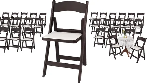 Vista 22 de BTEXPERT Silla plegable de resina con asiento acolchado de vinilo para interiores y exteriores, ligera, set para eventos en el hogar, fiestas