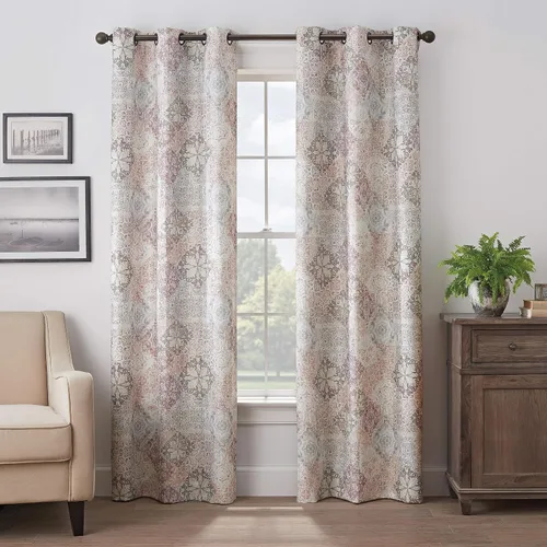 Vista 7 de Eclipse Martina Medallion - Cortinas opacas con aislamiento térmico y ojales en la parte superior para dormitorio, panel individual, 40 x 84 Azul